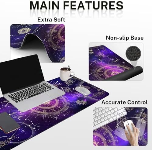 Arttown Keyboard Mouse Pad Set, 4 in 1 Desk Mat Set Galaxy Space - Image 3