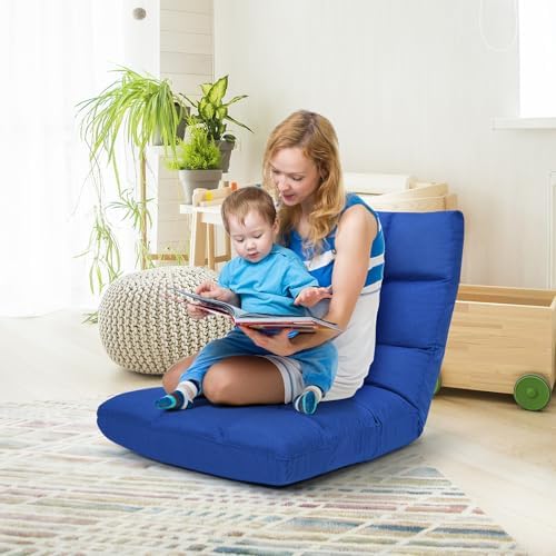 ERGOMASTER Floor Chair with Back Support,Adjustable Folding Gaming Chair 14-Position Cushioned Lazy Sofa for TV, Reading, Meditating,Gaming for Adults(Navy Blue) - Image 7