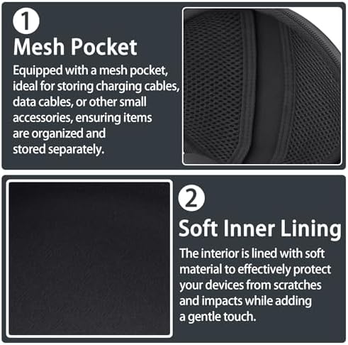 for Beats Studio Pro/Studio3/Solo4/Solo3 Headphones Hard Case, Black - Image 4