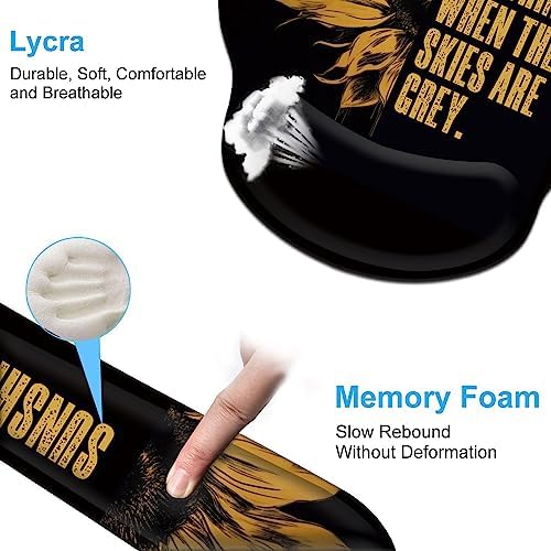 Keyboard Wrist Rest and Mouse Pad Wrist Support Set with Coffee Coaster, Non-Slip PU Base for Gaming and Office, Comfortable & Lightweight for Easy Typing & Pain Relief,Sunflower - Image 5