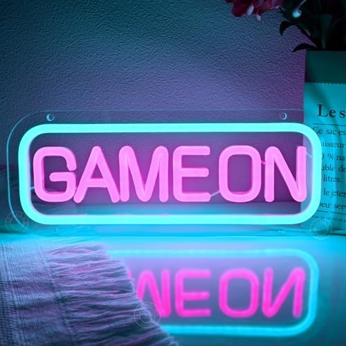 SYLHOME Game On Led Neon Light Sign Game Room Bedroom Man Cave Wall Decor - Image 4