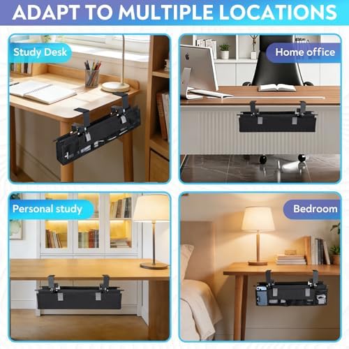 Under Desk Cable Organizer, Cable Management Tray, Clamp or Screw Mount - Image 7