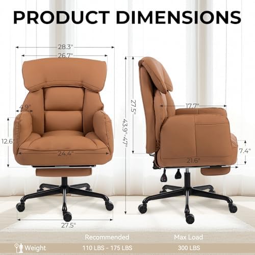 Dowinx Cross Legged Office Chair with Pivoting Armrests,Criss Cross Chair with Pocket Spring Seat & Back,Reclining Computer Gaming Chair with Footrest and Metal Base (Brown) - Image 2