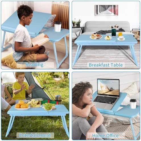 CloudTrip Laptop Desk for Bed or Couch, Lap Desk, Home office Desks, Breakfast Tray Desk, Desk with Cup Holder, Watching Movies in Bed, laptop stand for bed, Lap Desk, Fordable Legs Desk (blue) (Blue) - Image 6