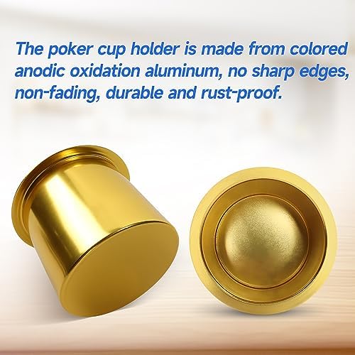 GSE Jumbo Aluminum Cup Holder for Casino Poker Tables, Gold, 2-Pack - Image 3