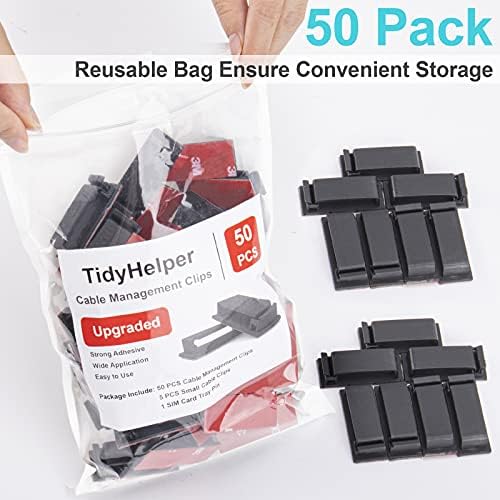 50 PCS Black Cable Clips - Large Cord Organizers for Under Desk Cable Wire Management, Adhesive Holder Clips for Multiple Cord Management - Image 6