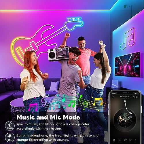 AILBTON 20Ft LED neon Lights with Remote APP Control IP65 Waterproof Flexible Neon Strip Lights 24V RGB Rope Lights for Bedroom Room Outdoors Décor - Image 3