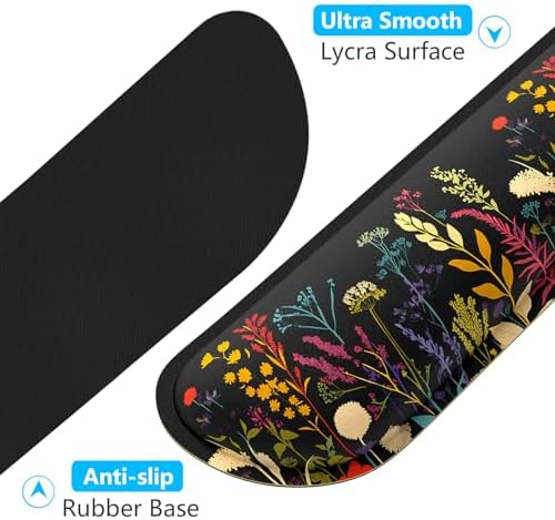 Dapesuom Enlarge Keyboard Wrist Rest, Memory Foam Wrist Cushion for Desk Mats Support, Typing Pain Relief Keyboard Mouse Pad Rests Set with Non-Slip Base for Gaming Laptop Computer, Floral Cartoon - Image 5