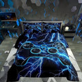 Erosebridal Gaming Queen Comforter Set Gamer Bedding Set, Video Game Consoles Down Comforter Blue Lightning Quilt,Gamer Room Decor for Boys by Erosebridal