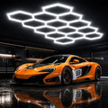 Hexagon LED Garage Light, 64500LM Ultra Bright 14-Hexagon 58-Tube Honeycomb Ceiling Lights, 6000K Daylight for Garage Gym, Car Detailing, Workshop, Warehouse & Auto Studio, DIY Hex Lights by Maxziller