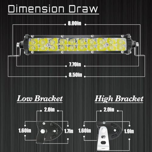 LED Light Bars for Truck, 7 Inch Slim 12V 24V 120W 10000lm Double Row Work Light Bar for Tractor ATV UTV RV RZR Snowblower Golf Cart Lawn Mower Automotive, 2 Pack - Image 2