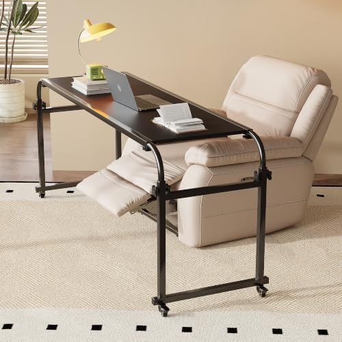 TigerDad Heavy Duty Overbed Table with Wheels, 55"-83" Adjustable Cross Bed Desk for King Queen Size, Mobile Rolling Laptop Cart for Home Office & Hospital Bed - Image 2