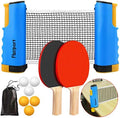FBSPORT Ping Pong Paddle Set, Portable Table Tennis Set with Retractable Net,Rackets,Balls and Carry Bag for Indoor/Outdoor Games by FBSPORT