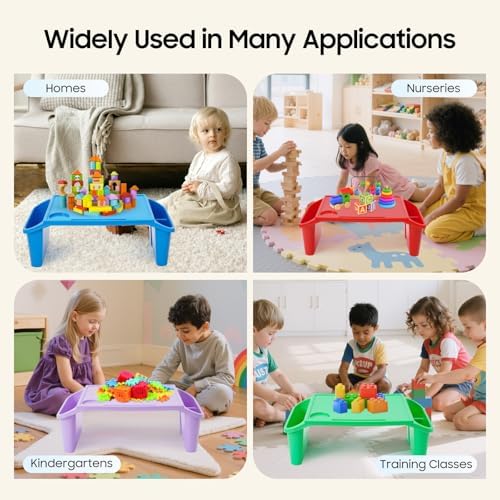 4-Pack Kids Lap Desk Trays, Portable Lightweight Plastic Laptop & Activity Trays with Storage Compartments, Non-Slip Feet & Cup Holder, Perfect for Writing, Eating, Gaming, Snacks for Boys & Girls - Image 6