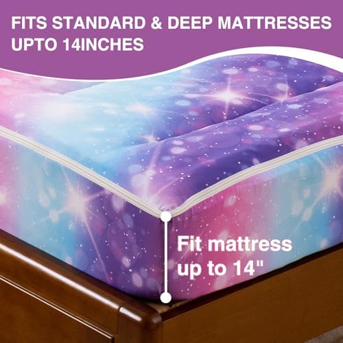 A Nice Night Zipper Bedding, Blue Purple Rainbow Galaxy, Twin Size - Image 7