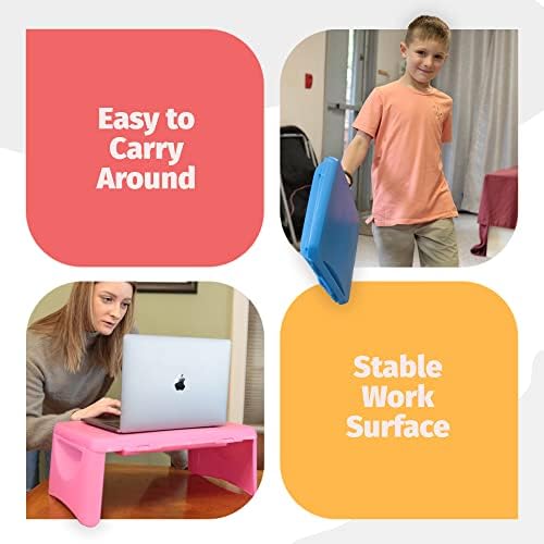 Folding Lap Desk - Foldable Table for Work, Study, Gaming, Arts, Crafts, School - Collapsible Laptop Tray with Storage Compartment - Portable Writing Station for Kids, Adults (Black) - Image 5