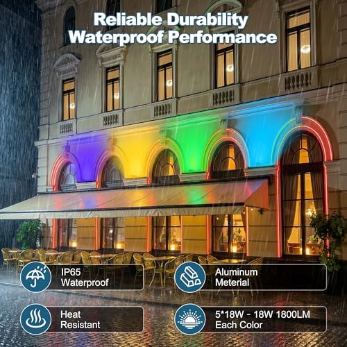 Smart Wall Washer Light Bar 20in RGBCW – Linkable Waterproof LED Light for Indoors/Outdoors with App/Voice Control, 16M Colors, Dimmable, Music Sync, 50 Scene Modes, Timer, AC120V - Image 5