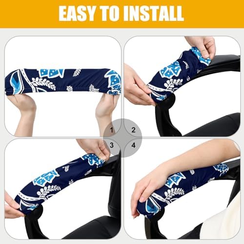 Smiry Stretch Printed Office Chair Armrest Covers, 2 Pcs, Midnight Blue | Soft Fit Removable Washable Computer Desk Chair Arm Covers Protector - Image 4