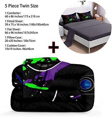 BDUCOK 5 Pieces Gamer Comforter Set for Boys Gaming Bedding Set Twin Size,Video Game Controller Comforter for Boys Kids Adult 3D Gamepad Microfiber Bed in A Bag Sets3001,Twin - Image 3