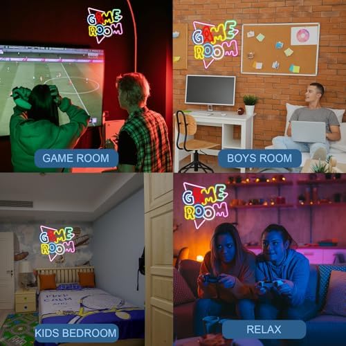 Game Room Large Neon Signs 13.2"x14" Colorful LED,USB Neon Lights for Game Zone Party Decor Bedroom Gaming Wall Lightup Signs Teen Boy Bedroom Home Gamer Party Decorations Gifts - Image 4