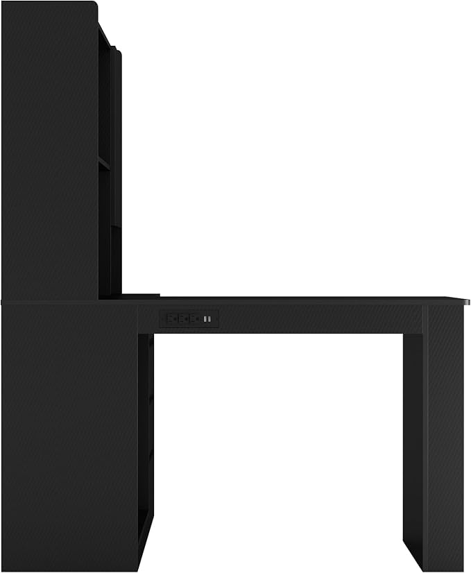 KEIKI L Shaped Home Office Desks with LED Light, Pegboard, Hutch, Drawers, Bookshelf & Storage Shelves, Modern Wooden Gaming Computer Corner Table for Work, Study, Writing - Image 9
