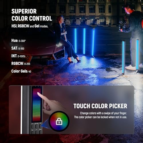 NEEWER TL60 RGB Tube Light, 20W Full Color RGBWW LED Video Lighting Wand Stick for Studio Photography Recording Streaming, APP/2.4G/DMX Control, 7 Pixel Effects 18 Scenes, 2500-10000K CRI97+ TLCI98+ - Image 5