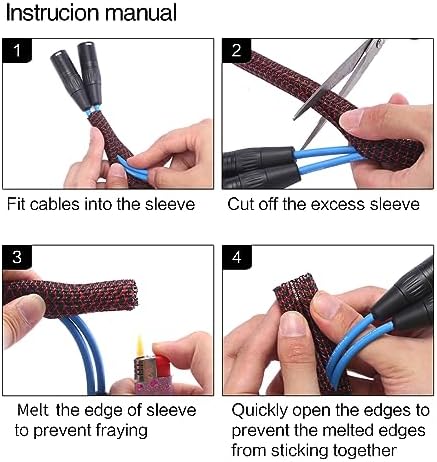 Alex Tech 10ft - 1/2 inch Cord Protector Wire Loom Tubing Cable Sleeve Split Sleeving For USB Power Cord Audio Video Cable – Protect Cat From Chewing Cords - Blackred - Image 6