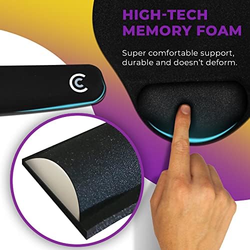 4pc Premium Wrist Rests for Keyboard and Mouse Pad Set - Memory Foam Cushion, Black - Ergonomic Wrists Hand Arm Rest Support for Laptop Computer Desk and Gaming - Carpal Tunnel Syndrome Relief - Image 6