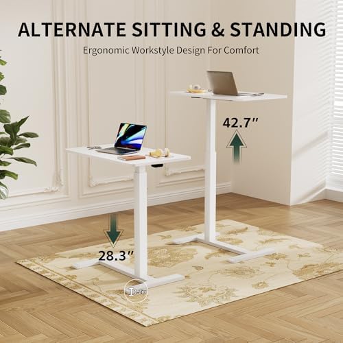 Medical Adjustable Overbed Bedside Table with Wheels, Rolling Laptop Table, Mobile Standing Desk for Home and Hospital, White - Image 4