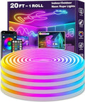 AILBTON 20Ft LED neon Lights with Remote APP Control IP65 Waterproof Flexible Neon Strip Lights 24V RGB Rope Lights for Bedroom Room Outdoors Décor by AILBTON