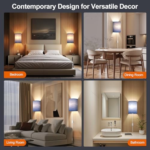 Yunaking Plug in Wall Sconces Set of Two Wall Lights with On/Off Switch - Image 6