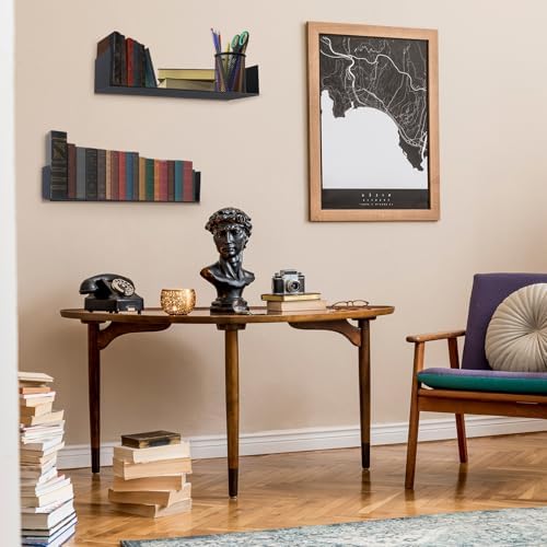 U Shape Floating Shelves Wall Mount Metal Bookshelf CD DVD Storage Display Shelves, Black Set of 4 - Image 2