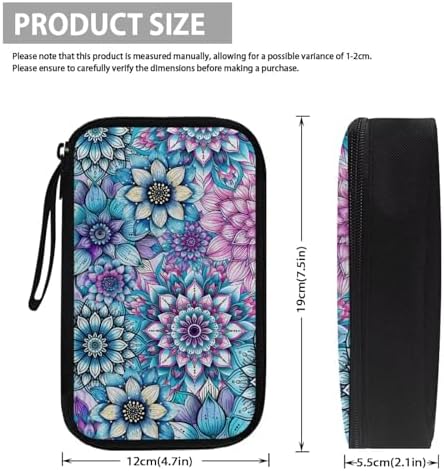 Purple Boho Flower Print Large Electronics Organizer, Travel Cord Organizer, Cable Storage Bag, Tech Accessories Case - Image 5