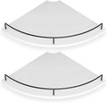 Corner Floating Shelves, Rustic Brown Wood, Set of 2, Wall Mount Storage with Guardrail for Bathroom Kitchen Living Room (White) by FNBAR