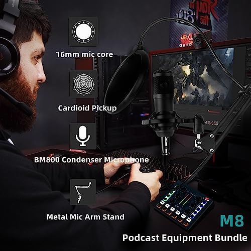 Podcast Equipment Bundle, BM-800 Recording Studio Package with Voice Changer, Live Sound Card - Audio Interface for Laptop Computer Vlog Living Broadcast Live Streaming - Image 2