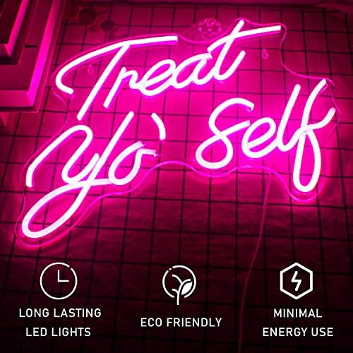 Treat Yourself Neon Sign Pink Led Word Neon Lights Party Gifts - Image 4