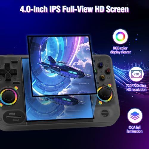 RF40H Handheld Game Console, 4.0" Retro Gaming Console Preloaded 20,000+ Classic Games, Open Source Linux System, Support WiFi Online Play, Portable Pocket Hand Held Video Game (Transparent Black) - Image 4