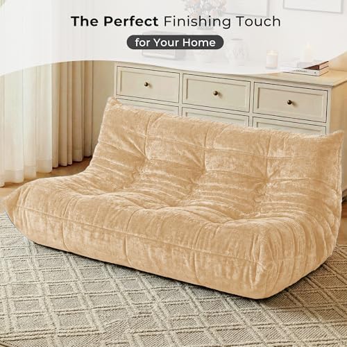 HABUTWAY Giant Bean Bag Chairs Lazy Sofa for Adults,3 Seater,Khaki | 3 Seater Fireside Chair, Memory Foam Lazy Large Floor Bean Bag Sofa for Living Room, Bedroom, Dorm, Office - Image 7