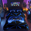 Feelyou Kids Gamer Comforter Set,Gaming Bedding Set Full Size for Boys Girls,3D Geometric Video Game Console Comforter,Blue and Black Game Contoller Bed Set for All Season by Feelyou