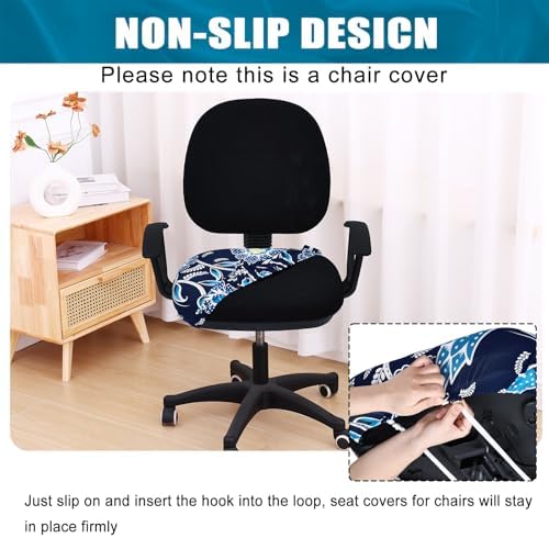 Smiry Stretch Printed Office Computer Desk Chair Seat Covers | Stretch Fit, Soft Fabric Universal Rotating Chair Cover, Washable Removable, Anti-Dust Seat Cushion Protector - Image 3