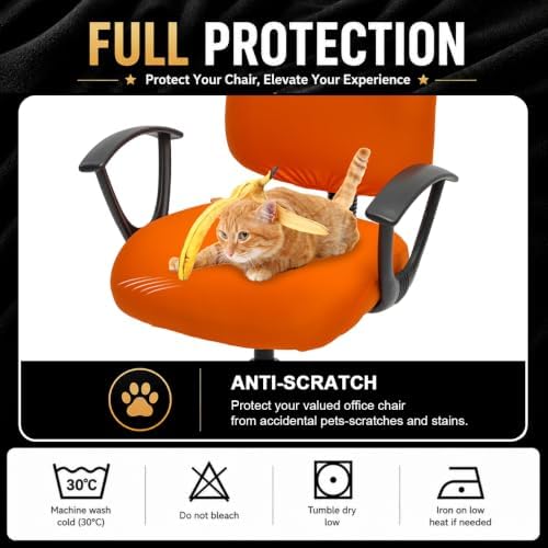 DIVA EN CAMINO DEC Stretchable Desk Office Chair Seat Covers - Universal Stretch Computer Chair Slipcover - Washable Rotating Backrest Coverings & Cushion Protectors for Dogs, Cats, Pets, Orange - Image 5