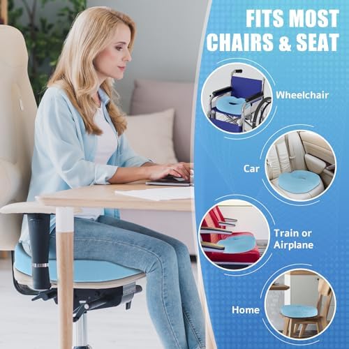 BlissTrends Donut Pillow Seat Cushion, Memory Foam Lifting Cushions | Donut Chair Cushions for Postpartum Pregnancy&Hemorrhoids,Tailbone Pain Relief, for Office&Home Chairs(X-Large, Light Blue) - Image 6