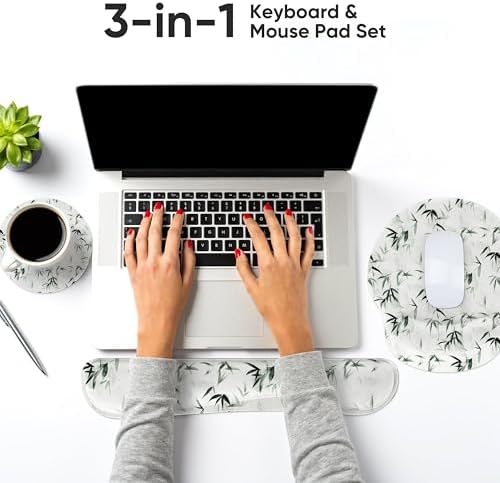 RICHEN 3 PCS Computer Mouse Pads for Desk with Coaster Set, Non-Slip Keyboard Wrist Rest and Mouse Pad Set, Ergonomic Design(YKMWR-56) - Image 2
