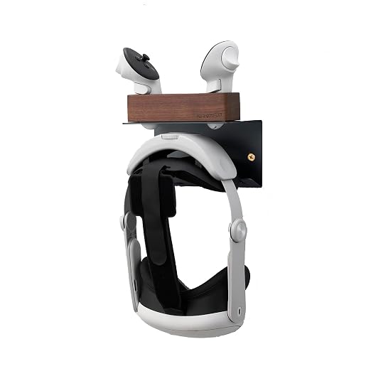 NIRVASH VR Wall Mount Storage Stand Holder Hook for Meta/Oculus Quest 3S/3/2/Pro/Rift-S/Valve Index/PS5 VR2/HTC Vive, Premium VR Headset Wall Hanger by TechVibeJoy