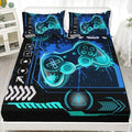 AILONEN Gamer Fitted Sheet Set Full Size, Blue Game Controller Boys Bedding Set Decor,Gamer Bed Sheet Set 3 Pieces Boys Sheet Set,Video Game Fitted Sheet and 2 Pillowcases by AILONEN