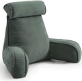 Sit Up Reading Pillow, Backrest Pillow with Arms, Corduroy Back Support Cushion with Side Pockets & Washable Cover, Bed Rest Support for Sofa Couch Floor Relax, Peacock Blue by Ailuteie