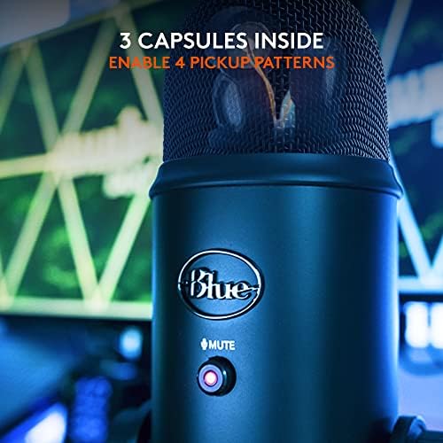 Logitech Creators Blue Yeti USB Microphone for PC, Mac, Gaming, Recording, Streaming, Podcasting, Studio and Computer Condenser Mic with Blue VO!CE effects, 4 Pickup Patterns, Plug and Play - Blackout - Image 6