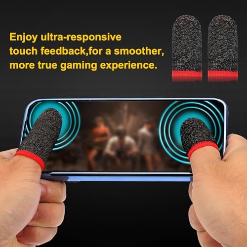 PATIKIL Controller Finger Thumb Sleeve, 12 Pack Mobile Gaming Finger Sleeve Fiber Tip Gloves Anti-Sweat Breathable for Phone Game Touchscreen Devices, Black/Blue - Image 6