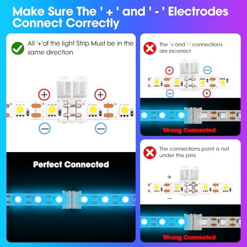 10Packs 2-Pin RGB LED Light Strip Connectors 10mm Unwired Gapless Solderless Adapter Terminal Extension - Image 5
