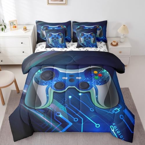 Feelyou Gamer Comforter Set with Sheets for Boys, Gaming 7 Piece Bedding Set King Size for Kids Teens,Video Game Console Bed in a Bag - Image 3